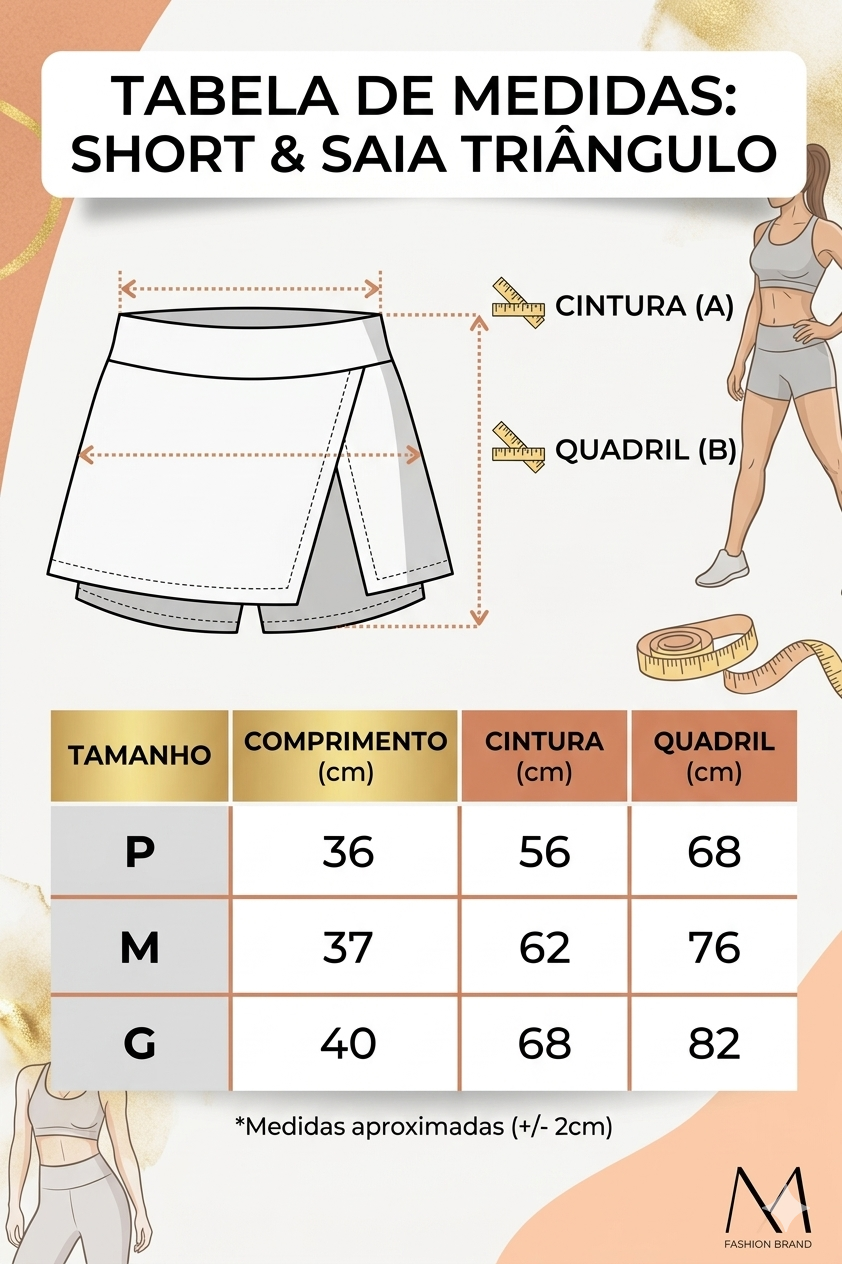 Short Saia Triangulo Slim - Conforto e Estilo em Várias Cores (P ao G) - Imagem 9