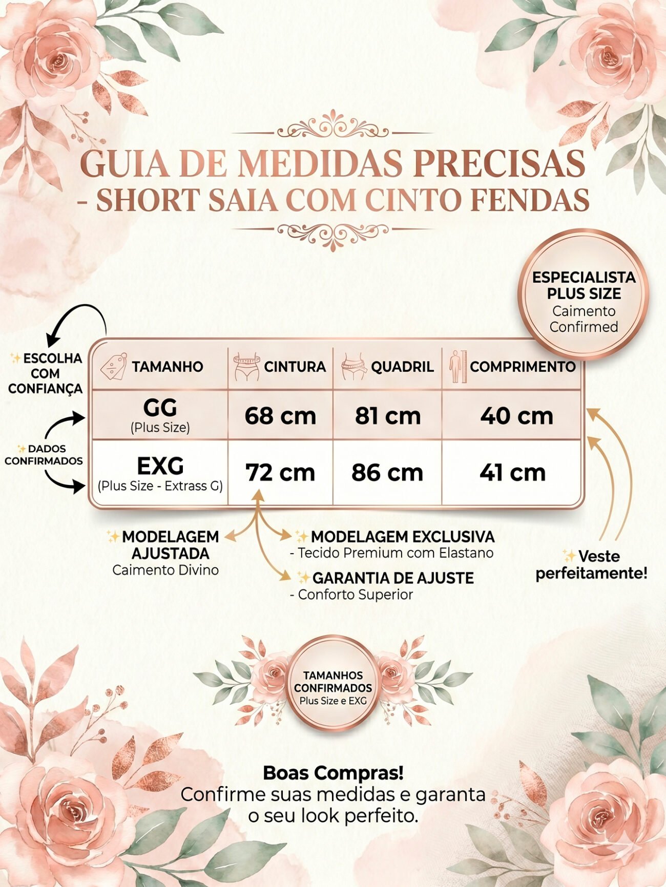 Alternative view of Short Saia Plus Size com Cinto Elegante - Tamanhos GG e EXG