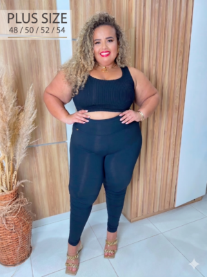 Calça Legging Poliamida Premium Zero Transparência Plus Size– Cintura Alta Fitness Veste 48/50/52/54